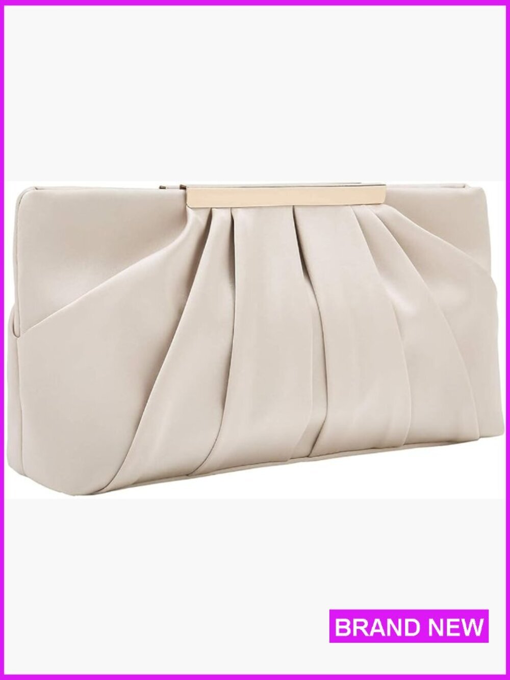 Elegant Pleated Satin Clutch Evening Bag Formal Handbag Classic Purse